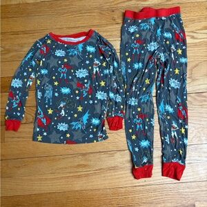 Little Sleepies Gray and Red Pajama Sets with Space-Themed Design